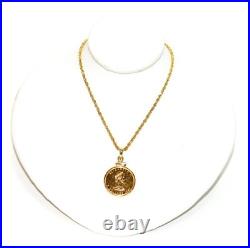 1982.999 Canadian Gold Maple Leaf 5 Dollar Coin Pendant Necklace 14K Solid Gold