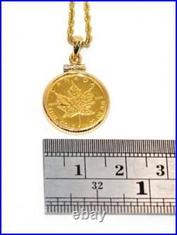 1982.999 Canadian Gold Maple Leaf 5 Dollar Coin Pendant Necklace 14K Solid Gold