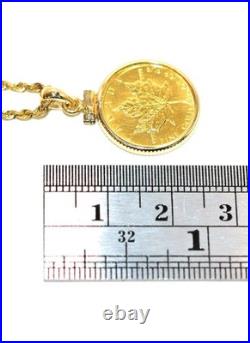 1982.999 Canadian Gold Maple Leaf 5 Dollar Coin Pendant Necklace 14K Solid Gold