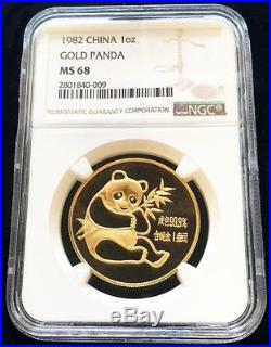 1982 Gold China Panda 1 Oz Coin Ngc Mint State 68