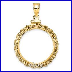 1982-Now US $5 Commemorative Screw Top Small Knotted Rope Coin Bezel in 14k Gold