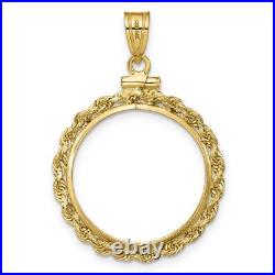 1982-Now US $5 Commemorative Screw Top Small Knotted Rope Coin Bezel in 14k Gold