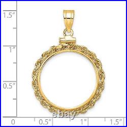 1982-Now US $5 Commemorative Screw Top Small Knotted Rope Coin Bezel in 14k Gold