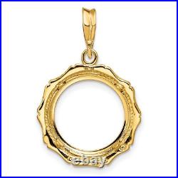 1983-2000 5 Yuan China 1/20 oz Panda Prong Set Bamboo Coin Bezel in 14k Gold 1983-2000 5 Yuan China 1/20 oz Panda Prong Set Bamboo Coin Bezel in 14k Gold