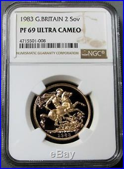 1983 Gold Great Britain Proof 2 Pound Sovereign Coin Ngc Pf 69 Ultra Cameo