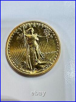 1986 $10 American Gold Eagle 1/4 Oz Gold coin With 14k Solid Yellow Gold Frame