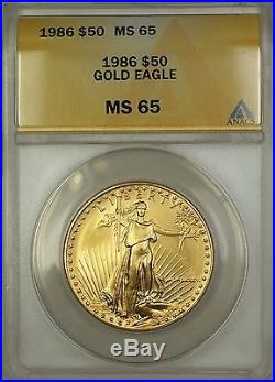 1986 $50 Fifty Dollar American Gold Eagle Coin AGE 1 Oz ANACS MS-65