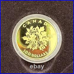 1986 CANADA $100 22K SOLID GOLD COIN 1/2 TROY OZ, MINT with Case &COA, GC1986