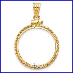 1986-Now $10 1/4 oz American Eagle Screw Top Twisted Rope Coin Bezel in 14k Gold 1986-Now $10 1/4 oz American Eagle Screw Top Twisted Rope Coin Bezel in 14k Gold