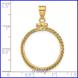 1986-Now $10 1/4 oz American Eagle Screw Top Twisted Rope Coin Bezel in 14k Gold 1986-Now $10 1/4 oz American Eagle Screw Top Twisted Rope Coin Bezel in 14k Gold