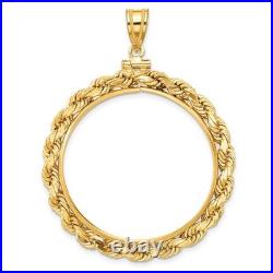 1986-Now $50 1 oz American Eagle Screw Top Large Knot Rope Coin Bezel 14k Gold