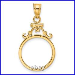 1986-Now $5 1/10 oz American Eagle Screw Top French Scroll Coin Bezel 14k Gold 1986-Now $5 1/10 oz American Eagle Screw Top French Scroll Coin Bezel 14k Gold