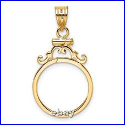 1986-Now $5 1/10 oz American Eagle Screw Top French Scroll Coin Bezel 14k Gold 1986-Now $5 1/10 oz American Eagle Screw Top French Scroll Coin Bezel 14k Gold