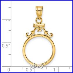 1986-Now $5 1/10 oz American Eagle Screw Top French Scroll Coin Bezel 14k Gold 1986-Now $5 1/10 oz American Eagle Screw Top French Scroll Coin Bezel 14k Gold