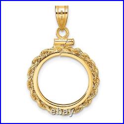 1986-Now $5 1/10 oz American Eagle Screw Top Small Knot Rope Coin Bezel 14k Gold 1986-Now $5 1/10 oz American Eagle Screw Top Small Knot Rope Coin Bezel 14k Gold