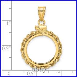 1986-Now $5 1/10 oz American Eagle Screw Top Small Knot Rope Coin Bezel 14k Gold 1986-Now $5 1/10 oz American Eagle Screw Top Small Knot Rope Coin Bezel 14k Gold
