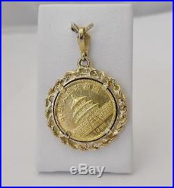 1988 1/10 oz Chinese Panda. 999 24k Gold Coin in 14K Gold Frame Charm Pendant