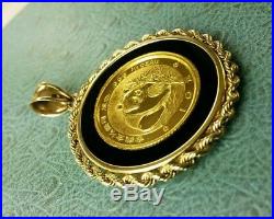 1988 1/10 oz Chinese Panda. 999 24k Gold Coin in 14k Frame Charm Pendant