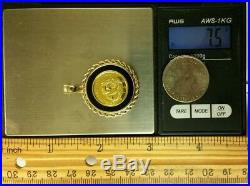 1988 1/10 oz Chinese Panda. 999 24k Gold Coin in 14k Frame Charm Pendant