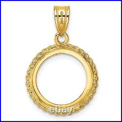 1988-2012 1/25 oz Crown Isle of Man Cat Prong Set Rope Coin Bezel in 14k Gold 1988-2012 1/25 oz Crown Isle of Man Cat Prong Set Rope Coin Bezel in 14k Gold