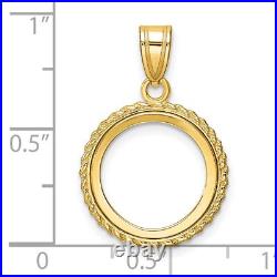 1988-2012 1/25 oz Crown Isle of Man Cat Prong Set Rope Coin Bezel in 14k Gold 1988-2012 1/25 oz Crown Isle of Man Cat Prong Set Rope Coin Bezel in 14k Gold