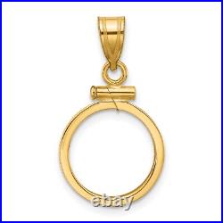 1988-2012 1/25 oz Crown Isle of Man Cat Screw Top Reed Edge Coin Bezel 14k Gold 1988-2012 1/25 oz Crown Isle of Man Cat Screw Top Reed Edge Coin Bezel 14k Gold