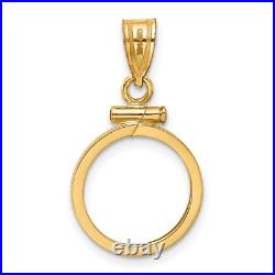 1988-2012 1/25 oz Crown Isle of Man Cat Screw Top Reed Edge Coin Bezel 14k Gold 1988-2012 1/25 oz Crown Isle of Man Cat Screw Top Reed Edge Coin Bezel 14k Gold