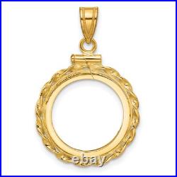 1988-2012 1/25 oz Crown Isle of Man Cat Screw Top Twist Wire Coin Bezel 14k Gold 1988-2012 1/25 oz Crown Isle of Man Cat Screw Top Twist Wire Coin Bezel 14k Gold