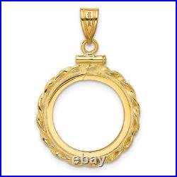 1988-2012 1/25 oz Crown Isle of Man Cat Screw Top Twist Wire Coin Bezel 14k Gold 1988-2012 1/25 oz Crown Isle of Man Cat Screw Top Twist Wire Coin Bezel 14k Gold