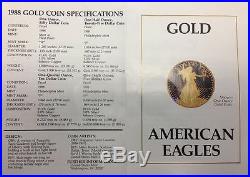 1988 Proof Gold American Eagle 4 Coin Set With Box & COA
