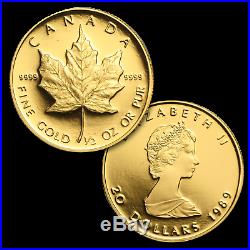 1989 Canada 4-Coin Gold Maple Leaf PF Set (10th Anniv, Box & COA) SKU #49813