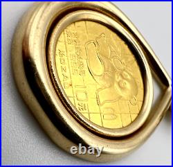 1989 Chinese Panda 1/10 oz of Solid Gold 10 Yuan Coin 14K Bezel Pendant 6 grams