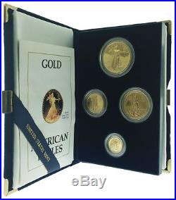 1990 Proof Gold American Eagle 4 Coin Set With Box & COA