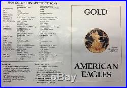 1990 Proof Gold American Eagle 4 Coin Set With Box & COA