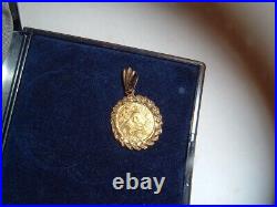 1992 Solid. 999 Panda 5 Yuan 1/20 Coin 14k Gold Bezel Pendant For Chain Necklace