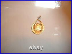1993 SOLID. 999 PANDA 1/10 COIN IN 14K GOLD BEZEL PENDANT FOR CHAIN NECKLACE 6g