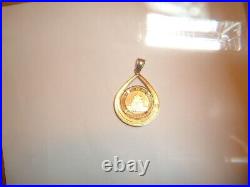 1993 SOLID. 999 PANDA 1/10 COIN IN 14K GOLD BEZEL PENDANT FOR CHAIN NECKLACE 6g