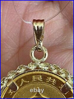 1994 1/10 OZ 24K SOLID GOLD PANDA COIN CHINA 10 YUAN with 14K BEZEL PENDANT