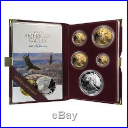 1995 W 5-coin Set Proof American Eagle (withBox&COA) 10th Anniv