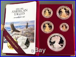1995 W Gold & Silver American Eagle 10th Anniversary 5 Coin Proof Set Ogp