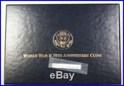 1995 World War II 50th Ann. Proof & BU Silver & Gold 6 Coin Set In OGP JAH