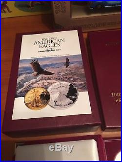 1995-w Proof American Eagle 10th Anniversary 5-coin Set Gold/ Silver + Box & Coa
