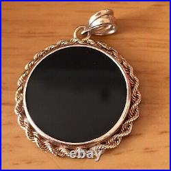 1996 1/20 oz. 999 FINE PURE SOLID 24K GOLD COIN PENDANT with ONYX 14K BEZEL