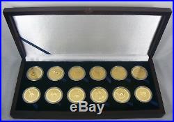 1996 2007 Australia Lunar 1 oz 12 Gold Coins. 9999 Set with original box