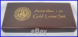 1996 2007 Australia Lunar 1 oz 12 Gold Coins. 9999 Set with original box