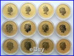 1996 2007 Australia Lunar 1 oz 12 Gold Coins. 9999 Set with original box