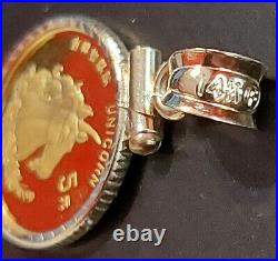 1996 CHINA 1/20 Oz 999 Gold UNICORN 5 Yuan Coin in Solid 14k Bezel Pendant Charm