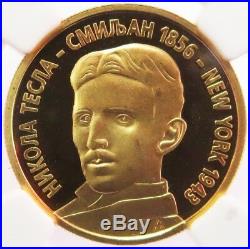1996 Gold Yugoslavia 1000 N Dinara Nikola Tesla Coin Ngc Proof 69 Ultra Cam