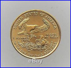 1999 1/10 $5 GOLD EAGLE COIN BU Brilliant Uncirculated