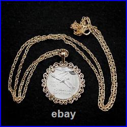 1999 1/10 oz. 999 Platinum American Eagle BU Coin Solid 14K Gold Necklace NEW